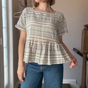 Elegant Striped Peplum Blouse